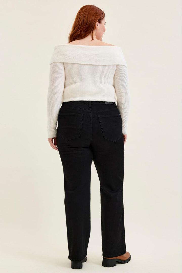 Judy Blue High Waist Tummy Control KIMBERLY Classic Straight Black Edit Jean - Plus