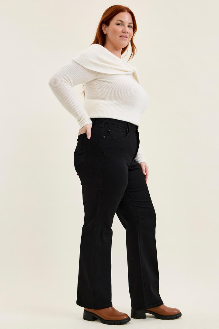 Judy Blue High Waist Tummy Control KIMBERLY Classic Straight Black Edit Jean - Plus