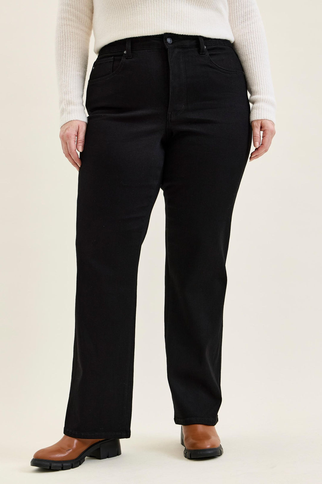 Judy Blue High Waist Tummy Control KIMBERLY Classic Straight Black Edit Jean - Plus