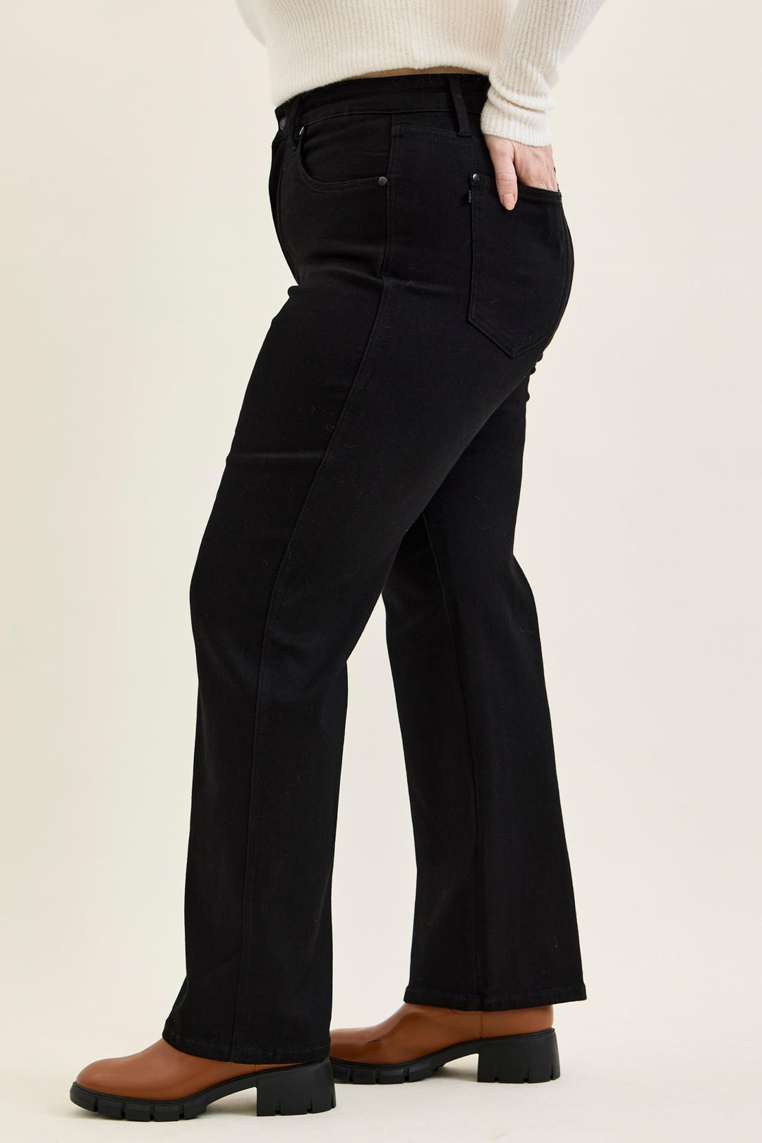 Judy Blue High Waist Tummy Control KIMBERLY Classic Straight Black Edit Jean - Plus