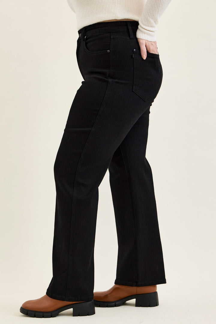 Judy Blue High Waist Tummy Control KIMBERLY Classic Straight Black Edit Jean - Plus