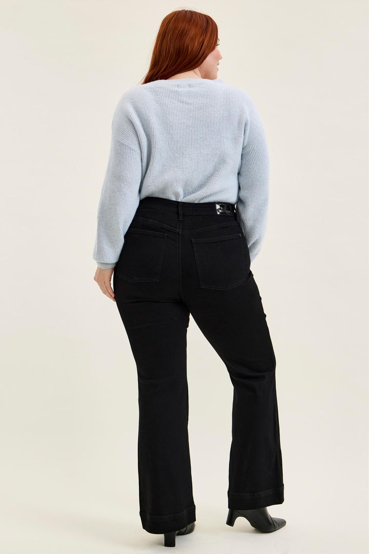 Judy Blue High Waist Tummy Control DAISY Bootcut Black Edit Jeans - Plus