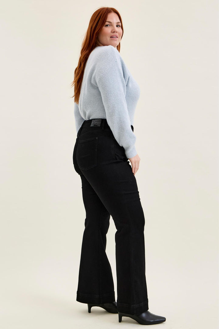 Judy Blue High Waist Tummy Control DAISY Bootcut Black Edit Jeans - Plus