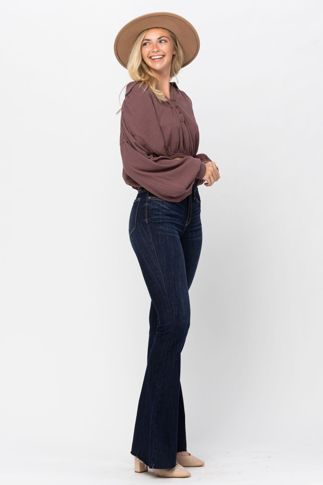 Judy Blue High Waist Raw Hem Flare Jeans