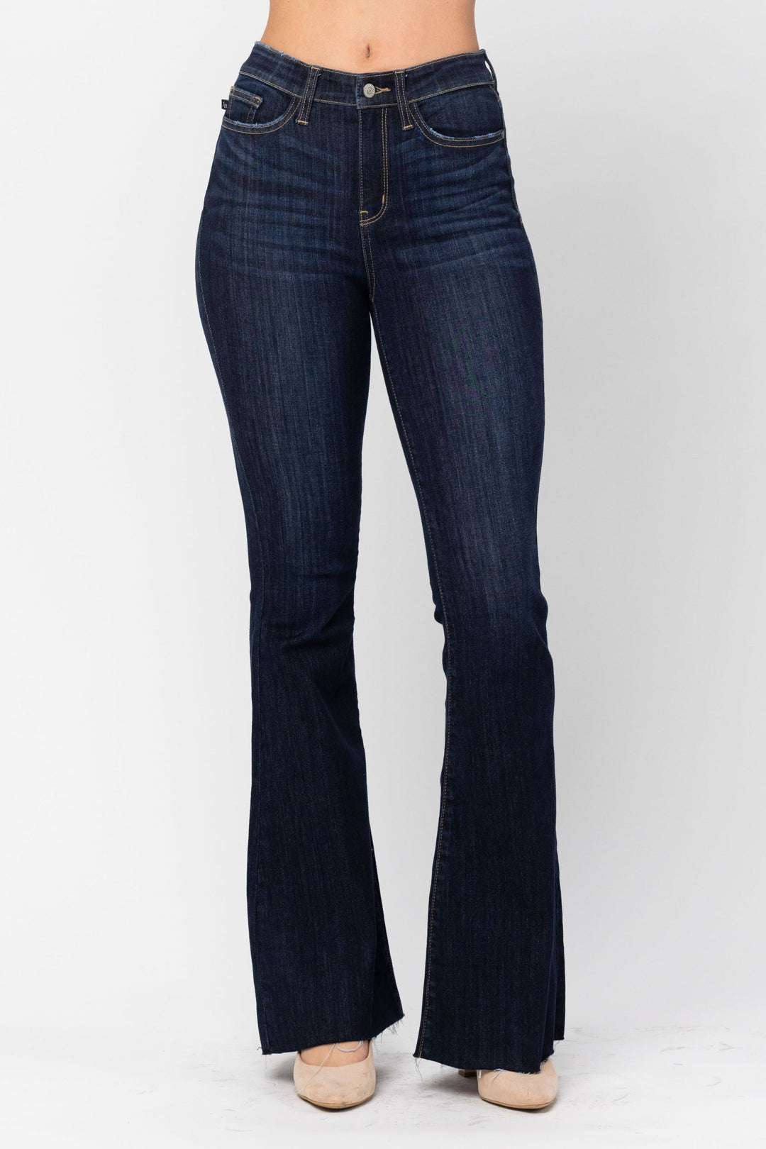 Judy Blue High Waist Raw Hem Flare Jeans