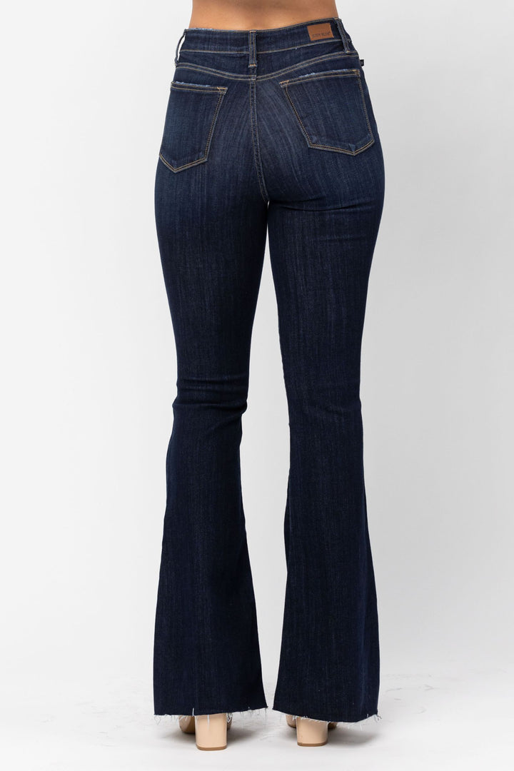 Judy Blue High Waist Raw Hem Flare Jeans