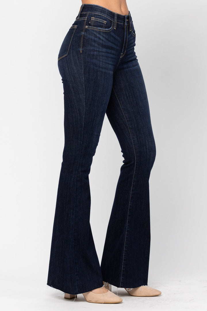 Judy Blue High Waist Raw Hem Flare Jeans