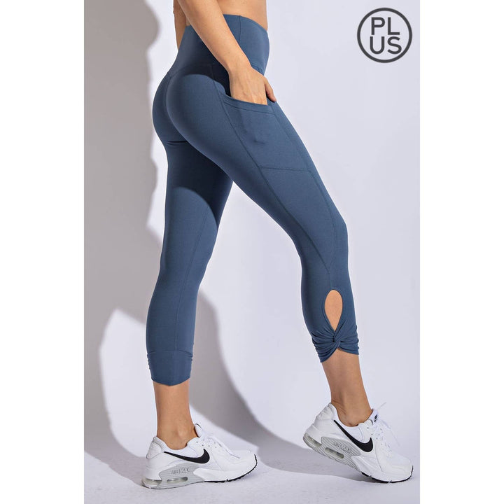 RAE MODE PLUS SIZE CAPRI KEYHOLE YOGA LEGGINGS - DESERT SUN