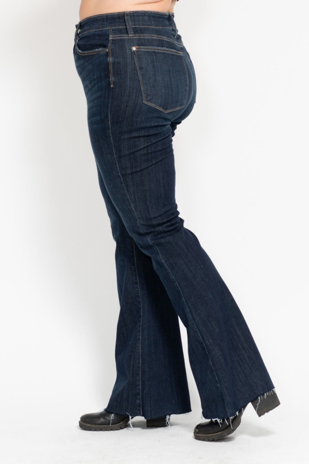 Judy Blue High Waist Raw Hem Flare Jeans - Plus Size