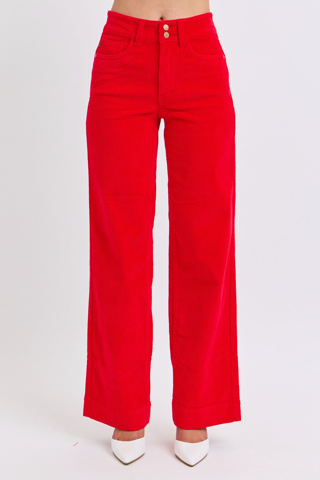 Judy Blue High Waist Corduroy Trouser Wide - Ruby