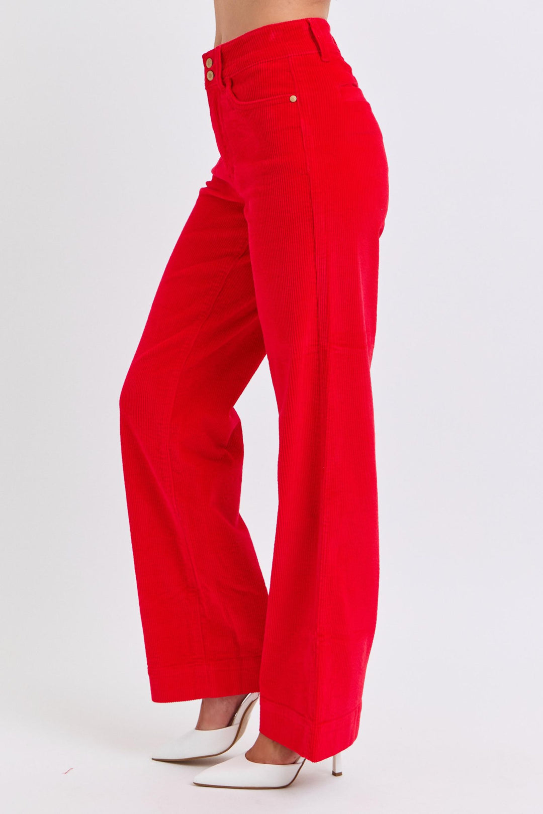 Judy Blue High Waist Corduroy Trouser Wide - Ruby