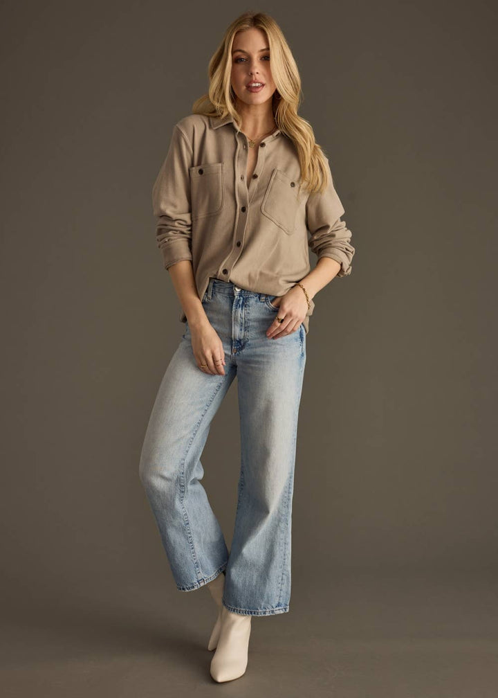 Easy Days Super Soft Button Up - Taupe