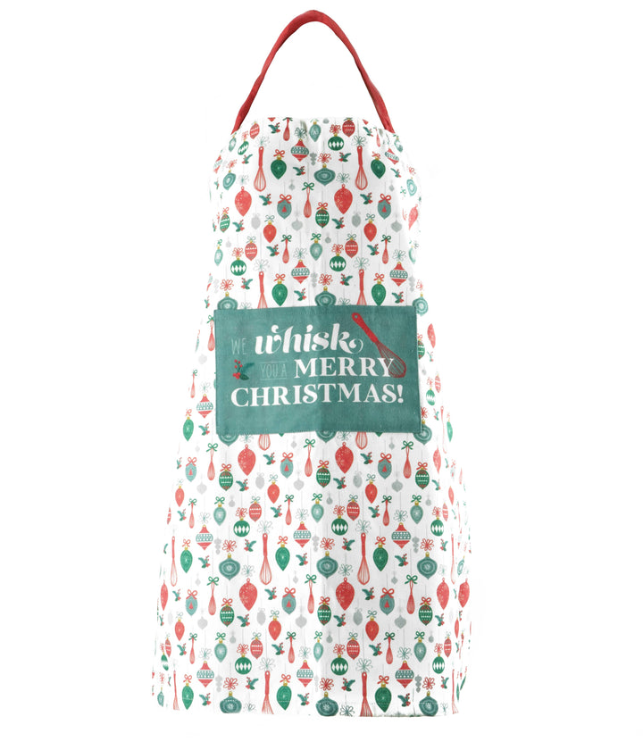 Krumbs Kitchen Farmhouse Holiday Apron - We Whisk You a Merry Christmas