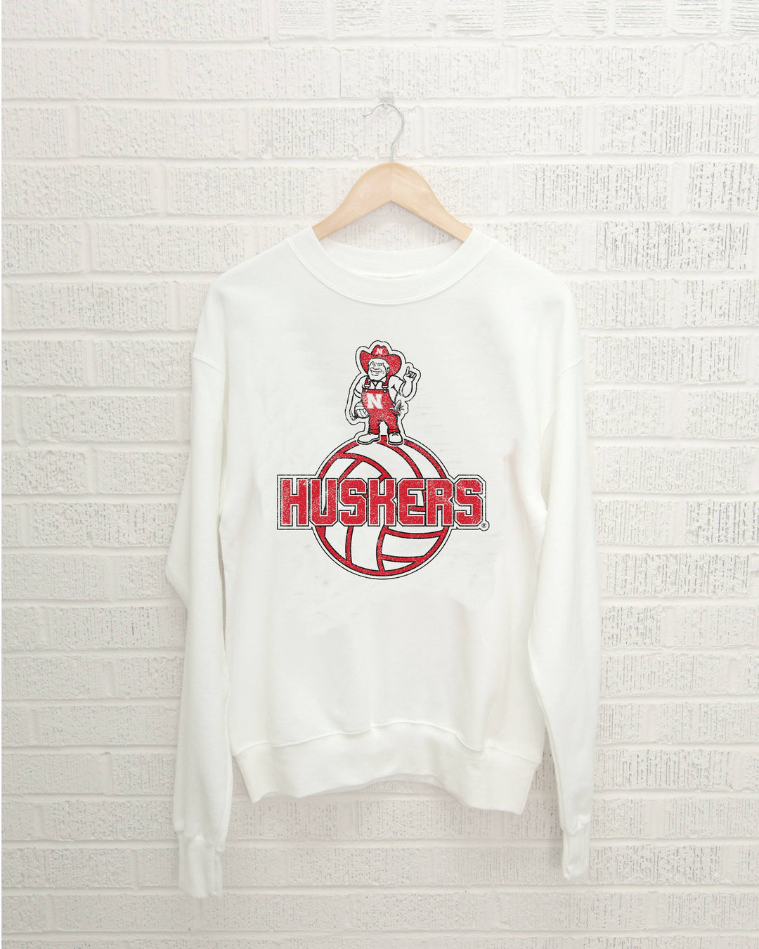 Nebraska Huskers Volleyball Mascot White Thrifted Sweatshirt
