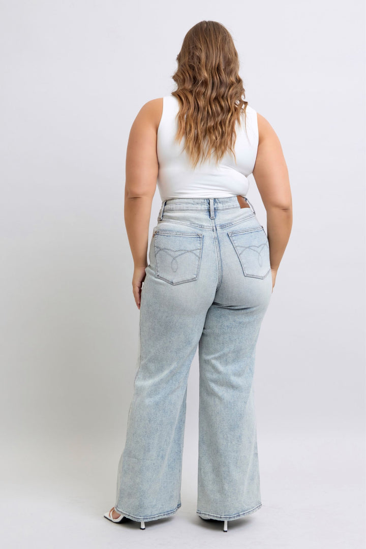 Judy Blue High Waist Tummy Control Retro Wide Denim Jean - Plus Size