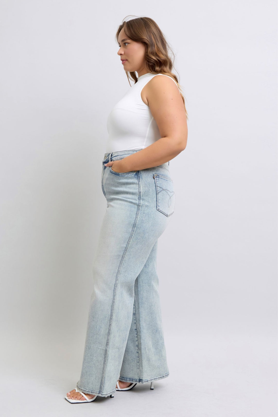 Judy Blue High Waist Tummy Control Retro Wide Denim Jean - Plus Size