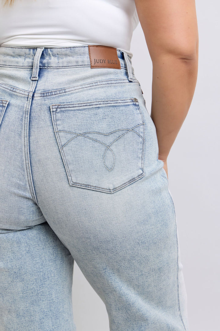 Judy Blue High Waist Tummy Control Retro Wide Denim Jean - Plus Size