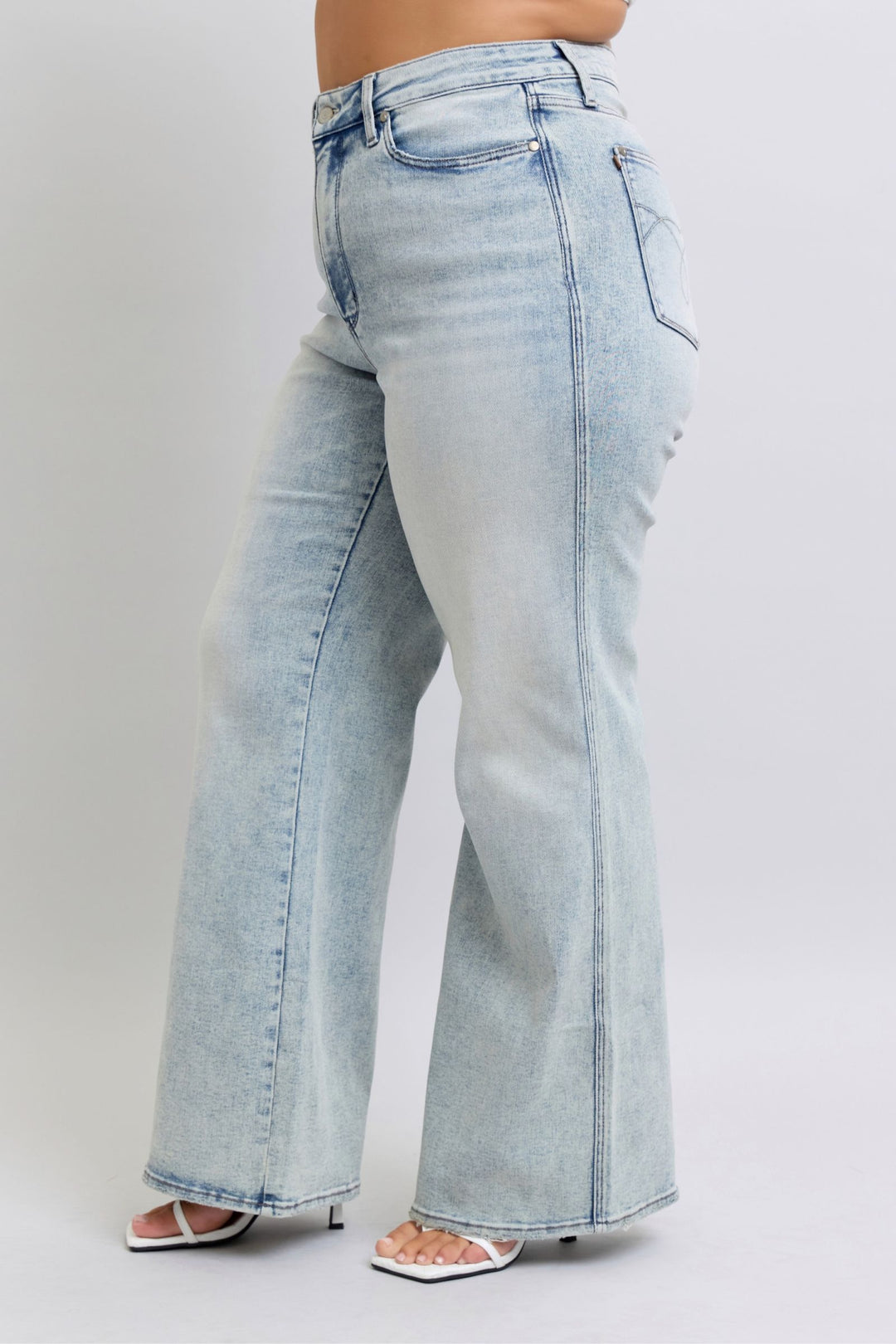 Judy Blue High Waist Tummy Control Retro Wide Denim Jean - Plus Size