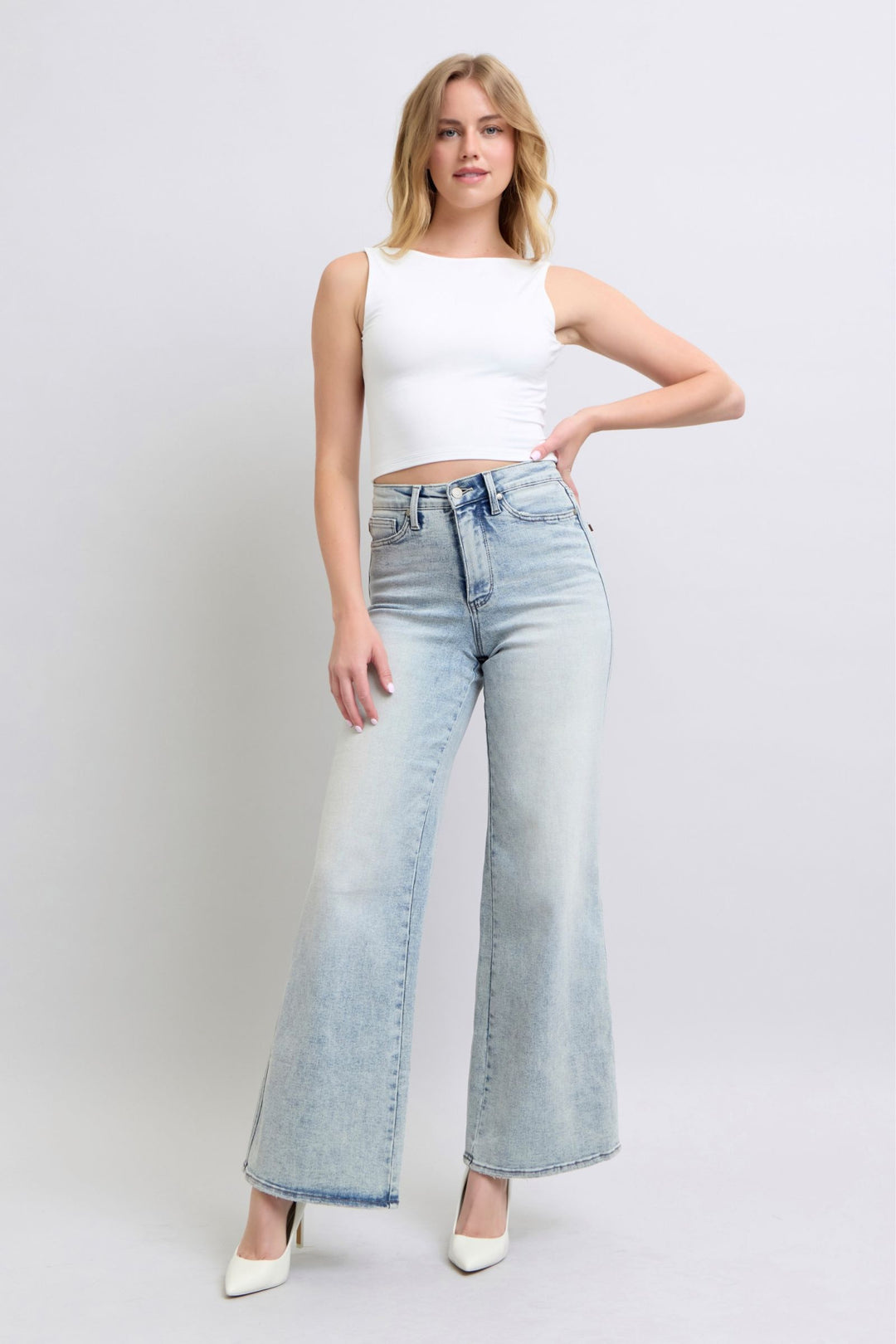 Judy Blue High Waist Tummy Control Retro Wide Leg Denim