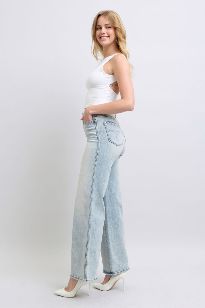 Judy Blue High Waist Tummy Control Retro Wide Leg Denim