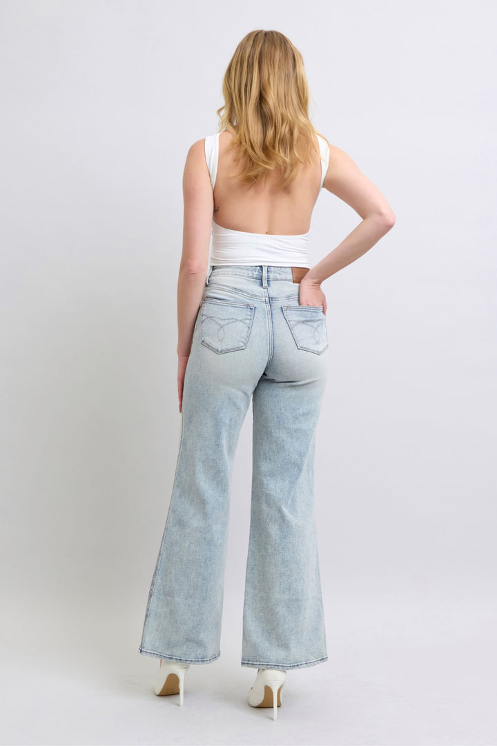 Judy Blue High Waist Tummy Control Retro Wide Leg Denim