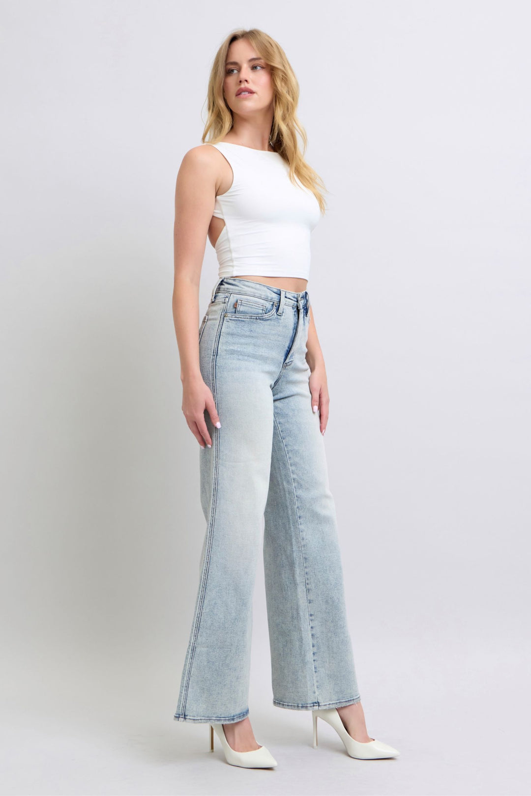 Judy Blue High Waist Tummy Control Retro Wide Leg Denim
