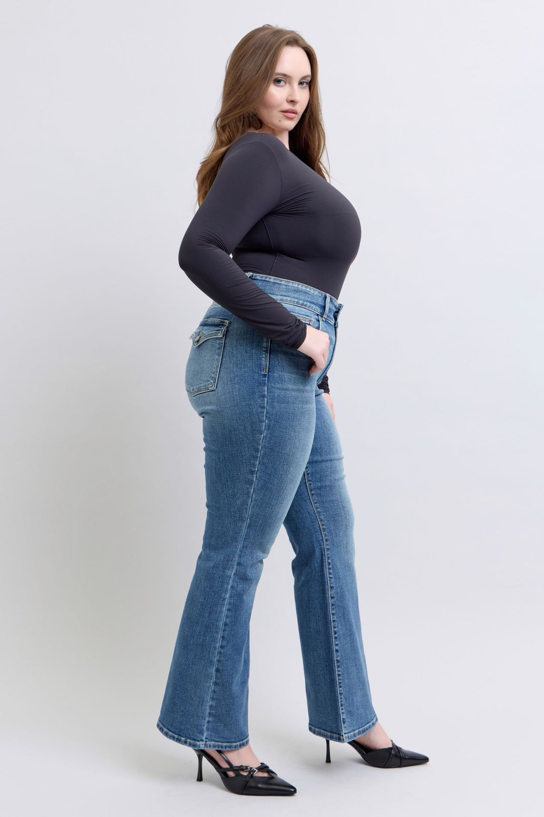 Judy Blue High Waist Heavy Flare with Tint Denim Jean - Plus Size