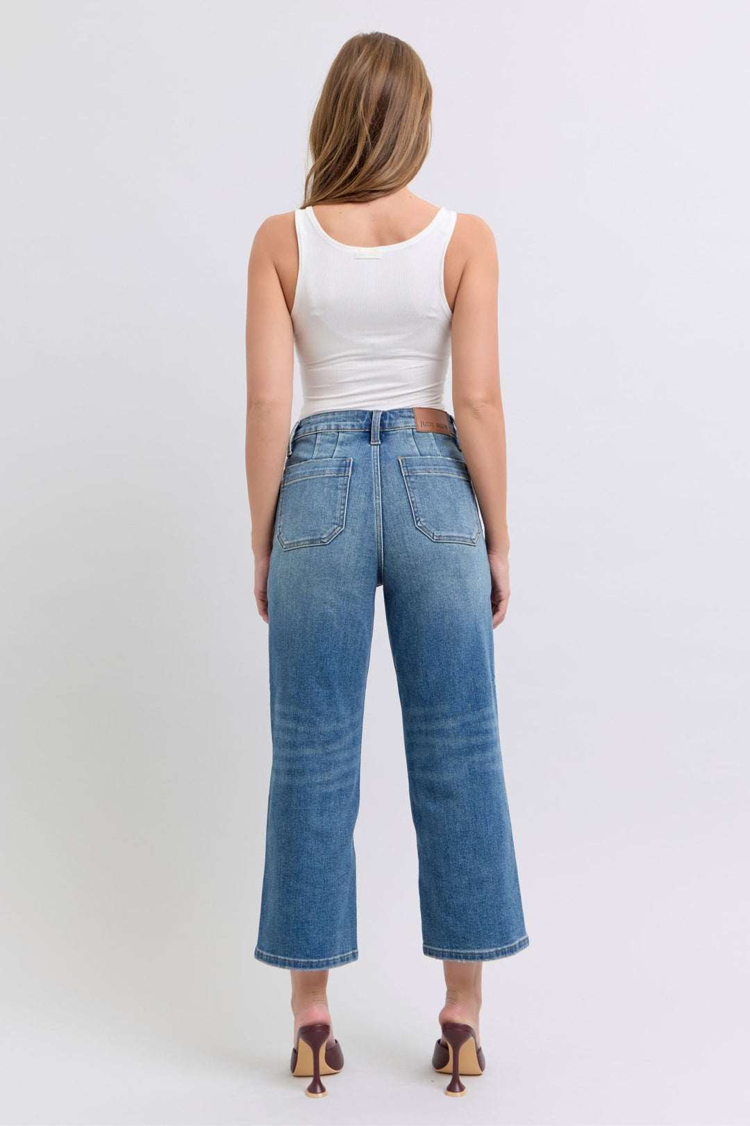Judy Blue High Waist Utility Pockets Crop Wide Jean - Plus Size