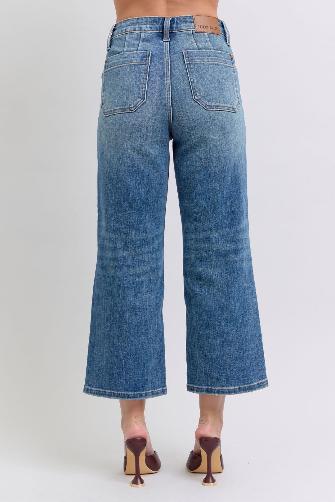 Judy Blue High Waist Utility Pockets Crop Wide Jean - Plus Size