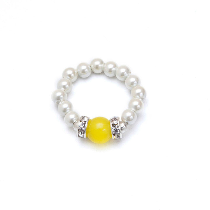 Yellow Cats Eye White Magnetrim Ring
