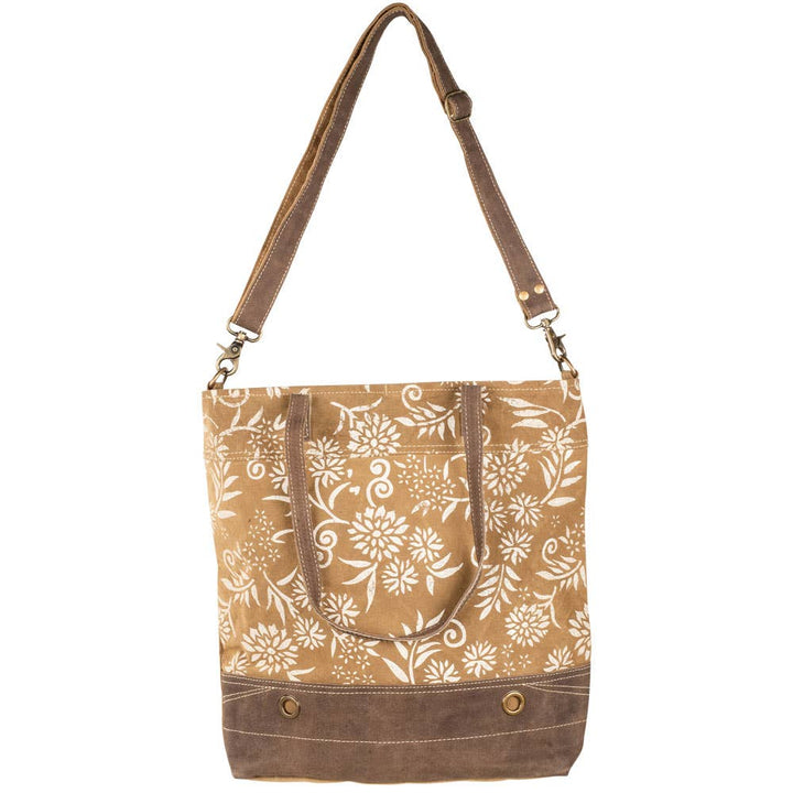 Tan Canvas With Floral Pattern Tote