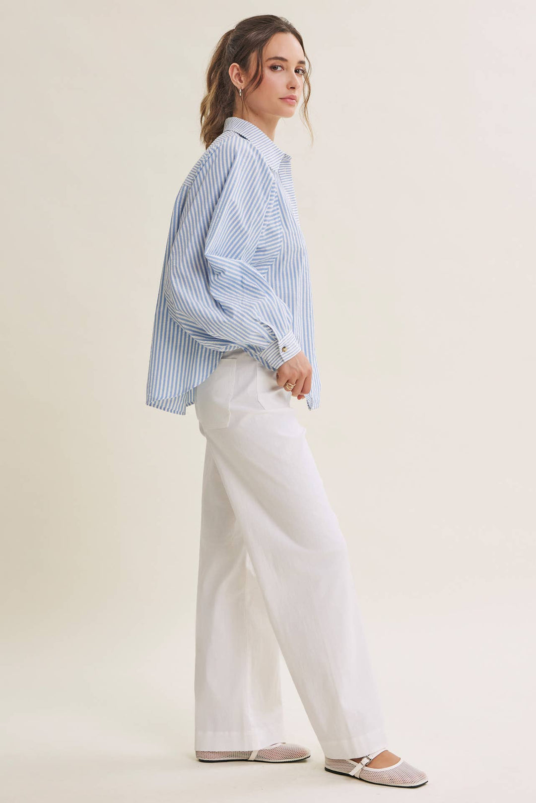 Between the Lines Button-Up - Brick Red