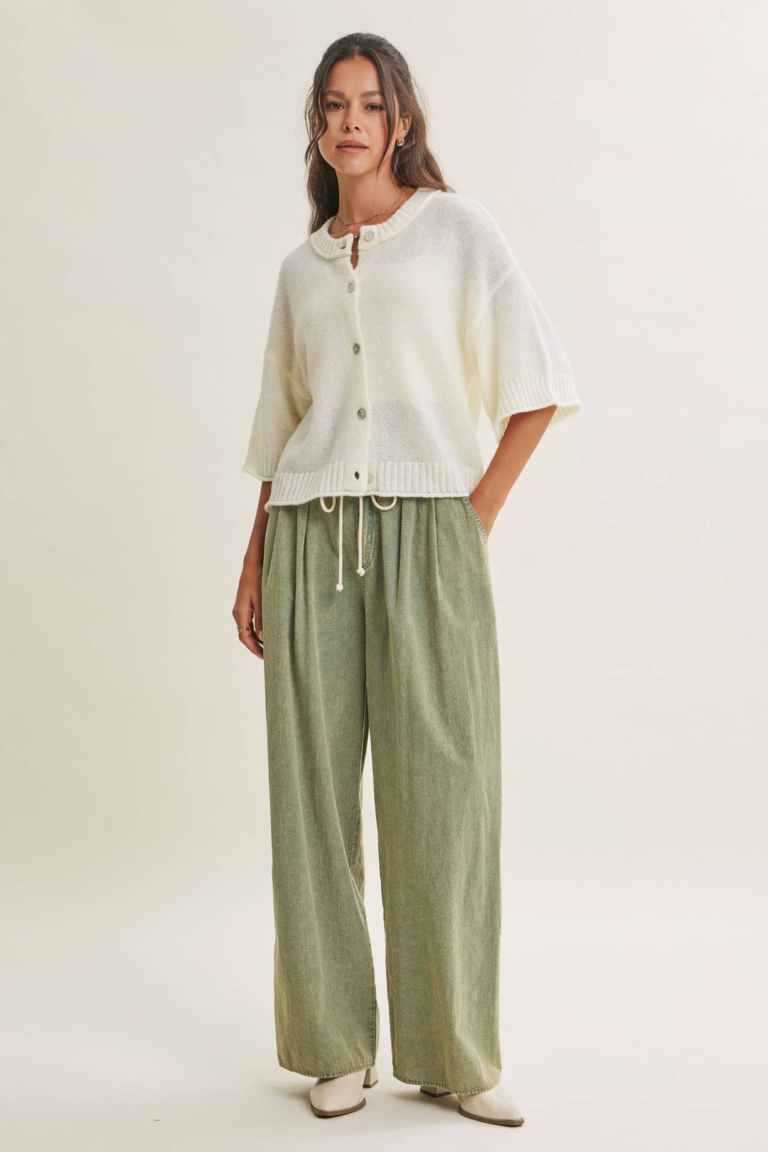 Easy Does It Mineral Wash Wide-Leg Pants - Vintage Camel