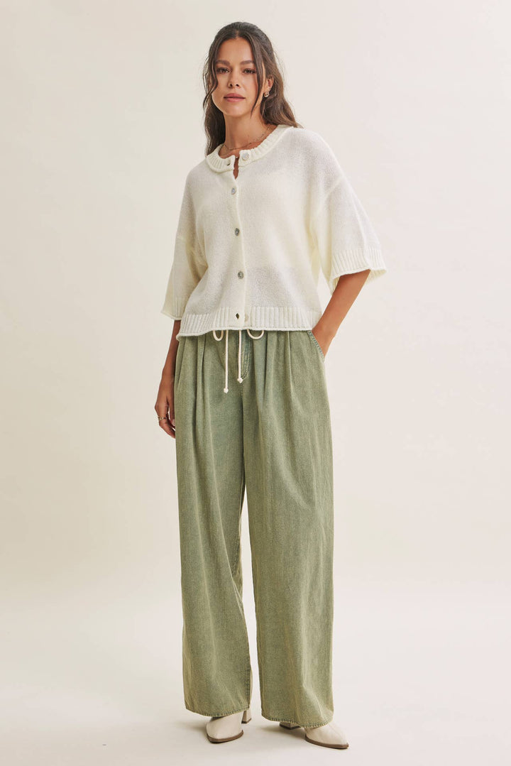 Easy Does It Mineral Wash Wide-Leg Pants - Vintage Camel