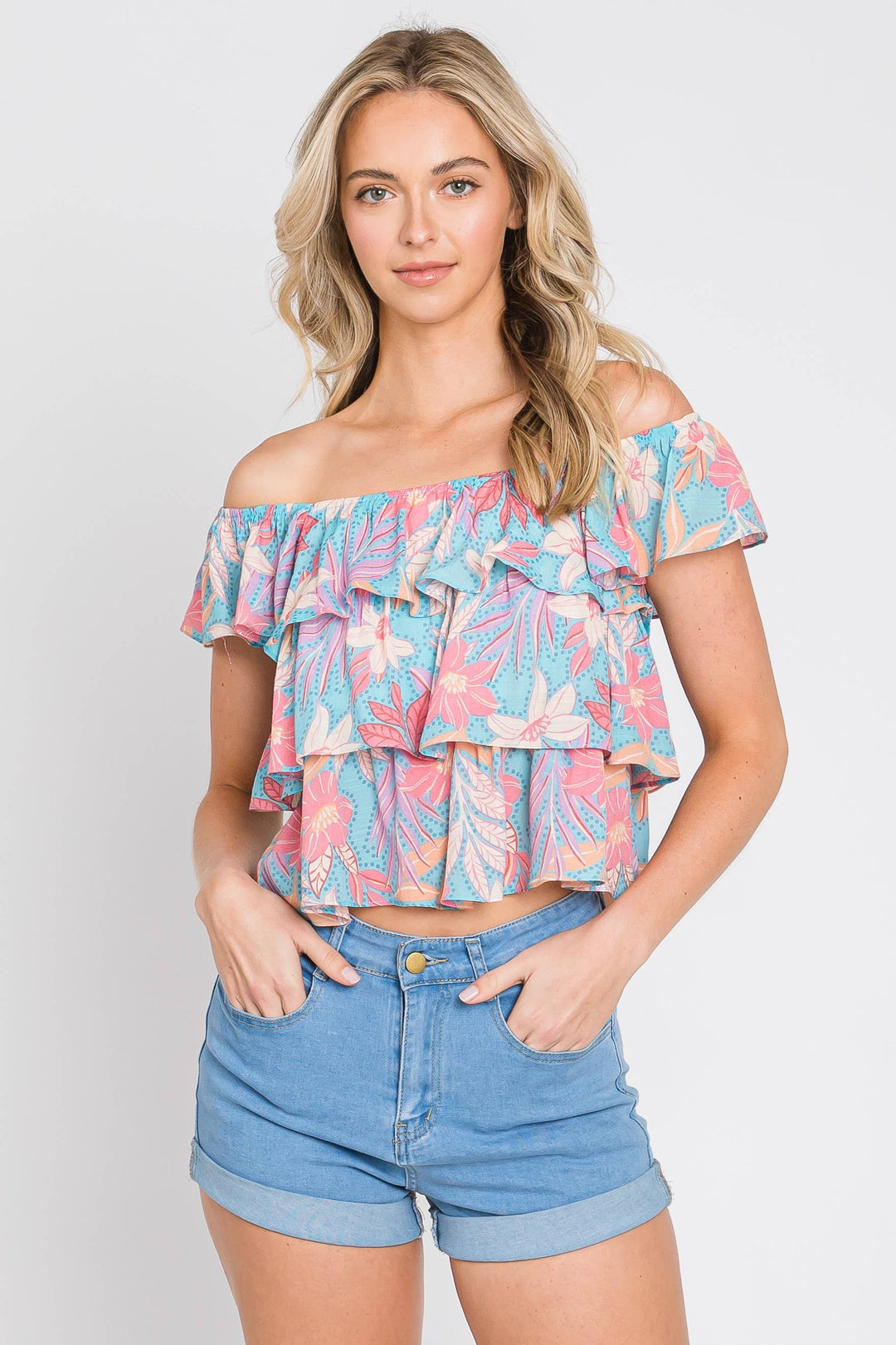 Layered Flare Floral Top