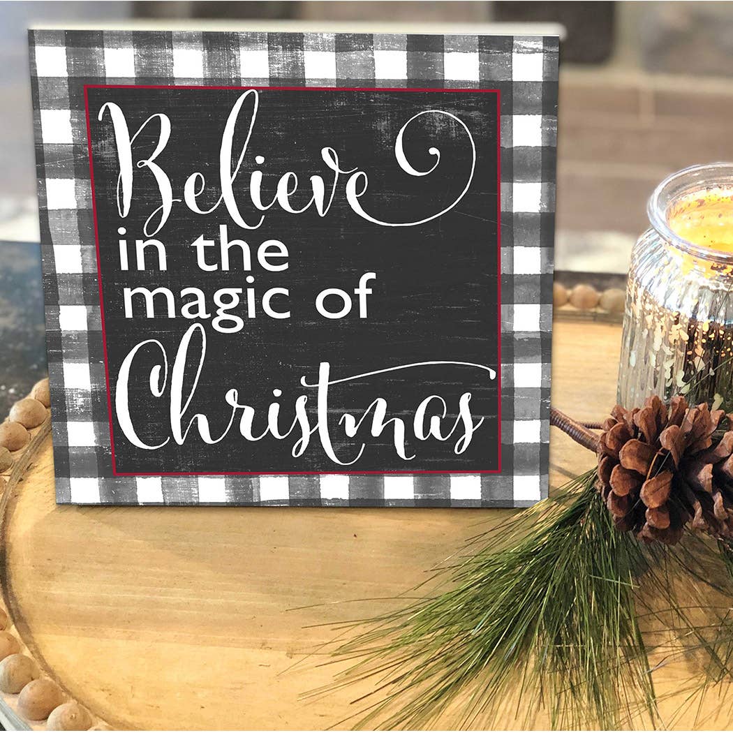 10x10 Believe in the Magic of Christmas Buffalo Print Sign Christmas Decor