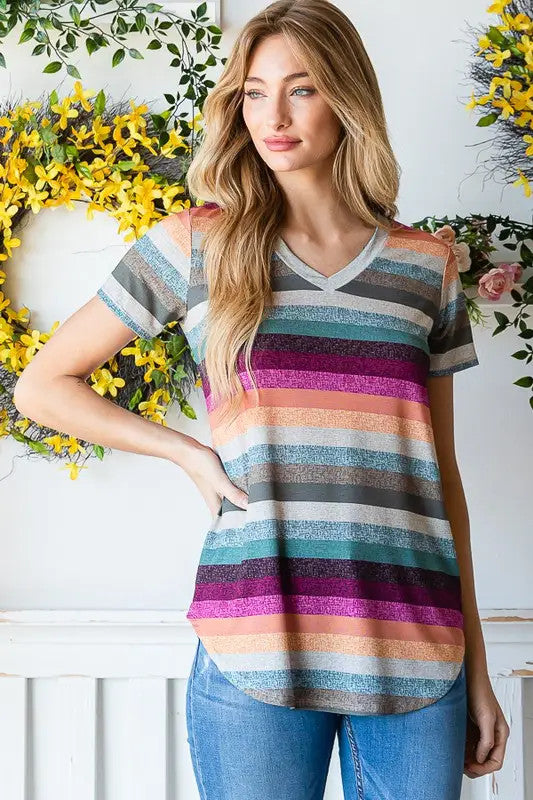 MULTI COLOR STRIPE PRINT TOP