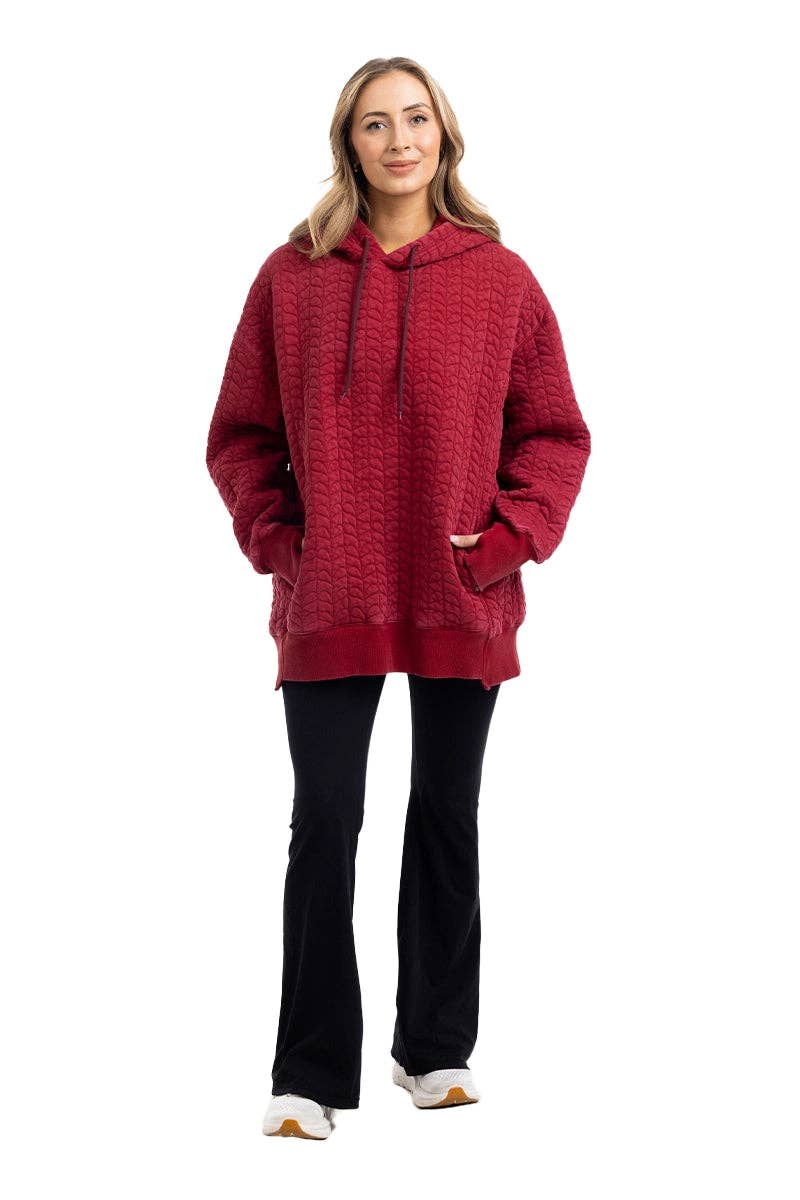 Crimson Comfort Quilted Hoodie