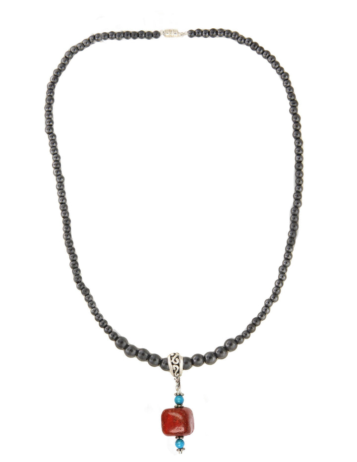 Coral and turquoise magnetic necklace 18"