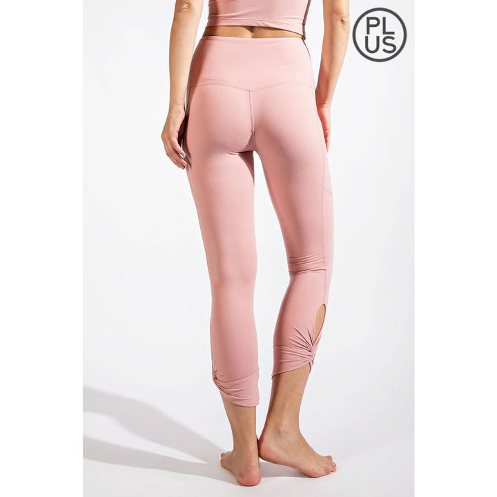RAE MODE PLUS SIZE CAPRI KEYHOLE YOGA LEGGINGS - DESERT SUN