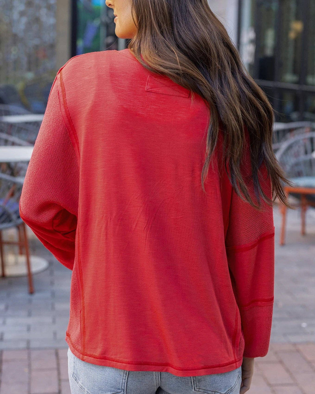 Dolman Sleeve Boho V-Neck Top in Poppy