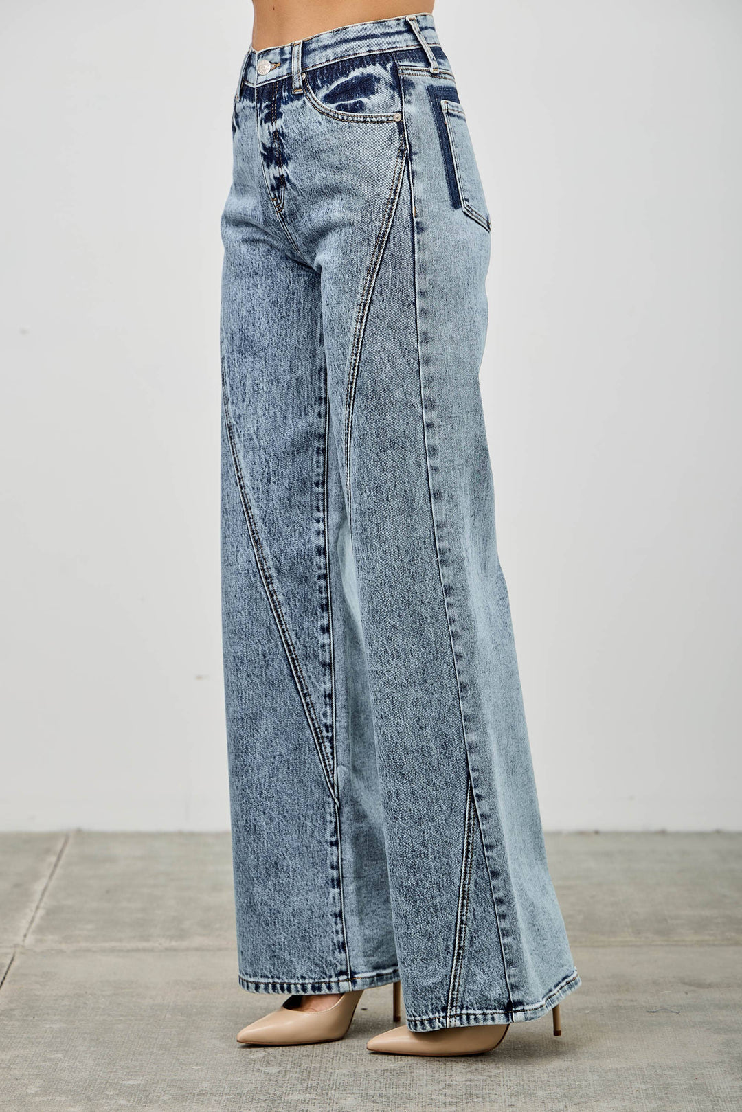 High Rise Relaxed Straight Jean with Seam Detail