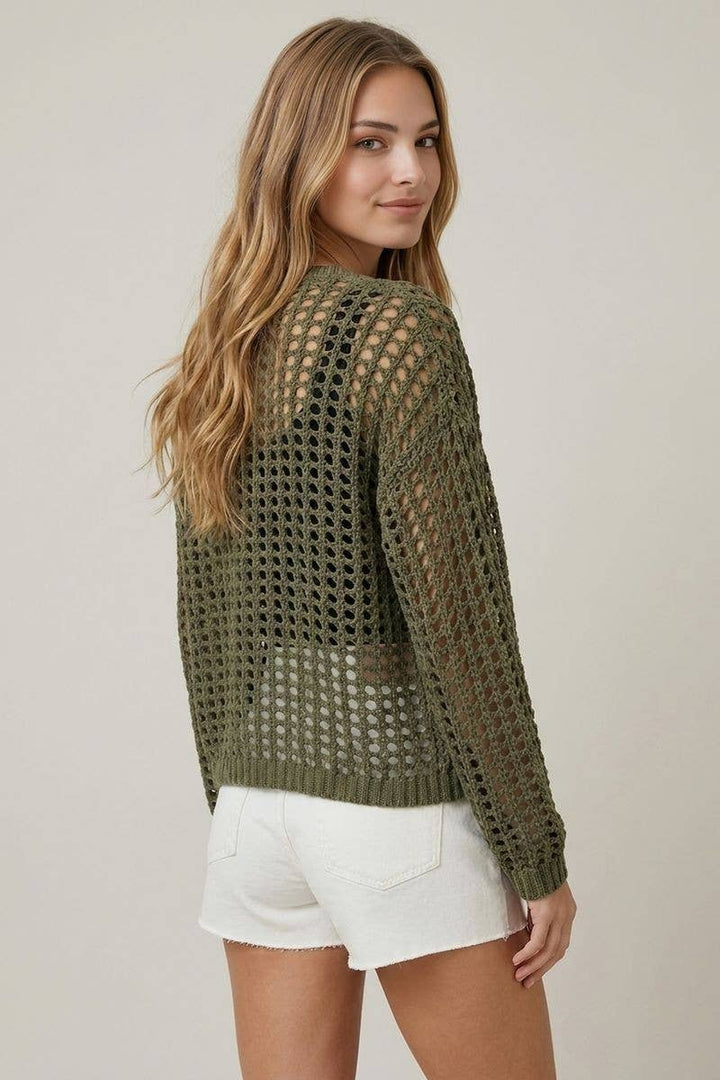Breezy Does It Crochet Cardigan - Olive