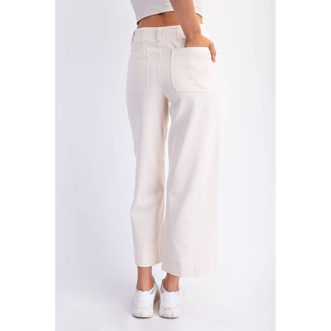 RAE MODE HEAVY COTTON TWILL CROPPED WIDE PANTS - TAUPE