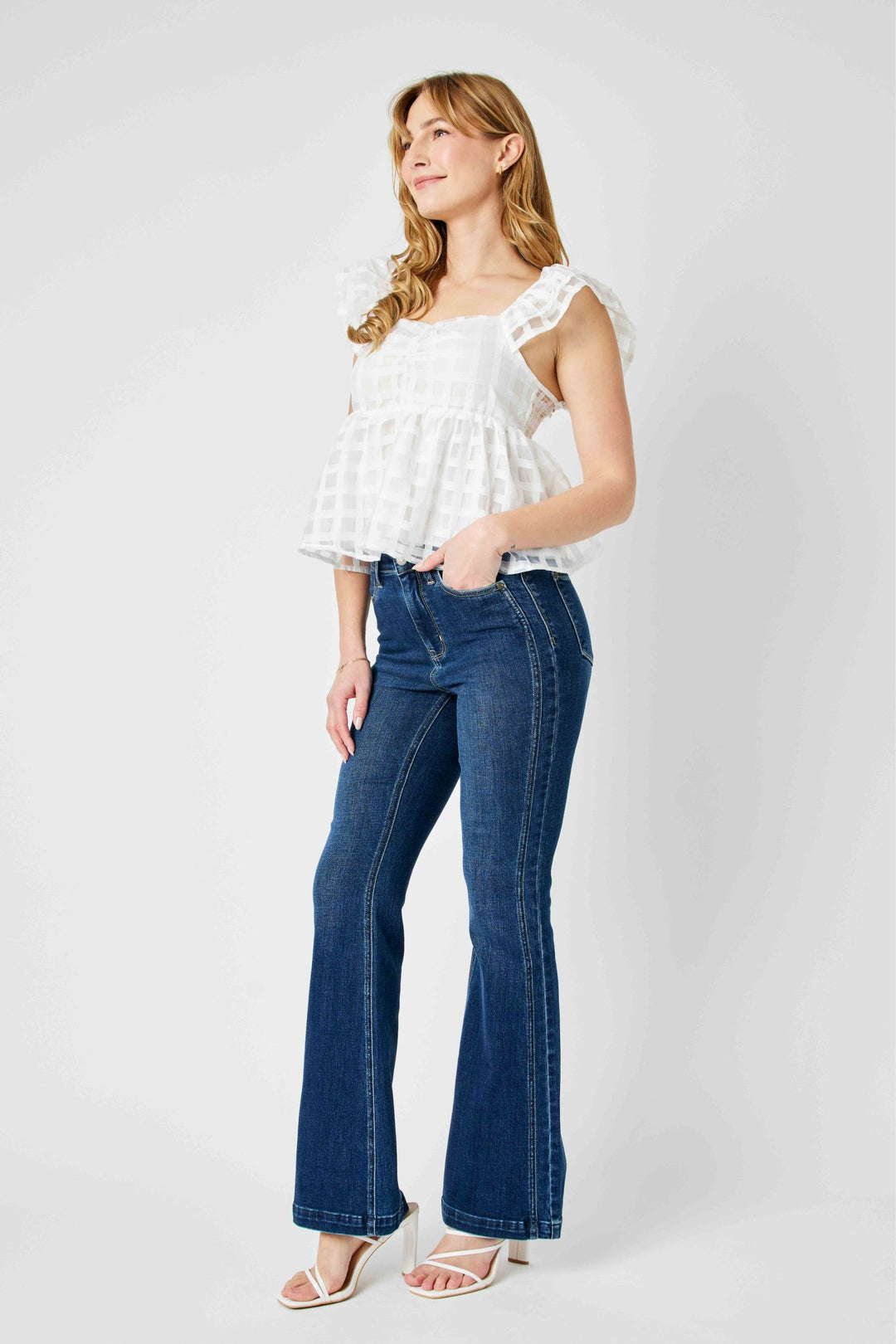 Judy Blue High Waist Angled Side Seam Detailed Flare
