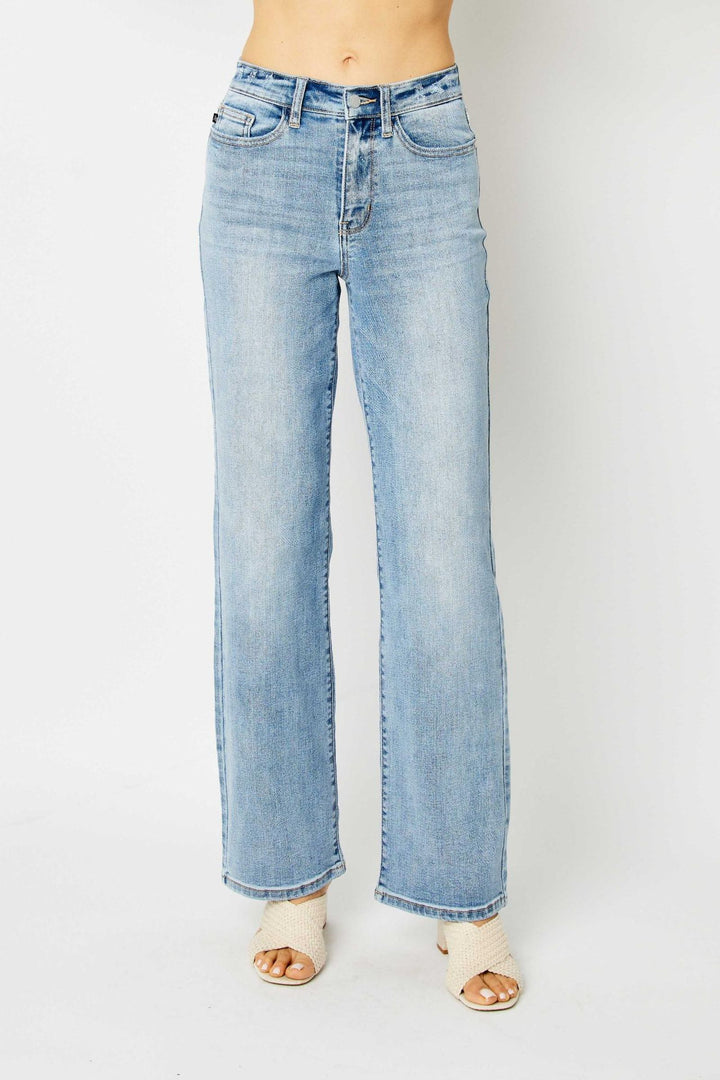 Judy Blue High Waist Light Wash Straight Leg Jeans - Best Seller - Plus Sizes