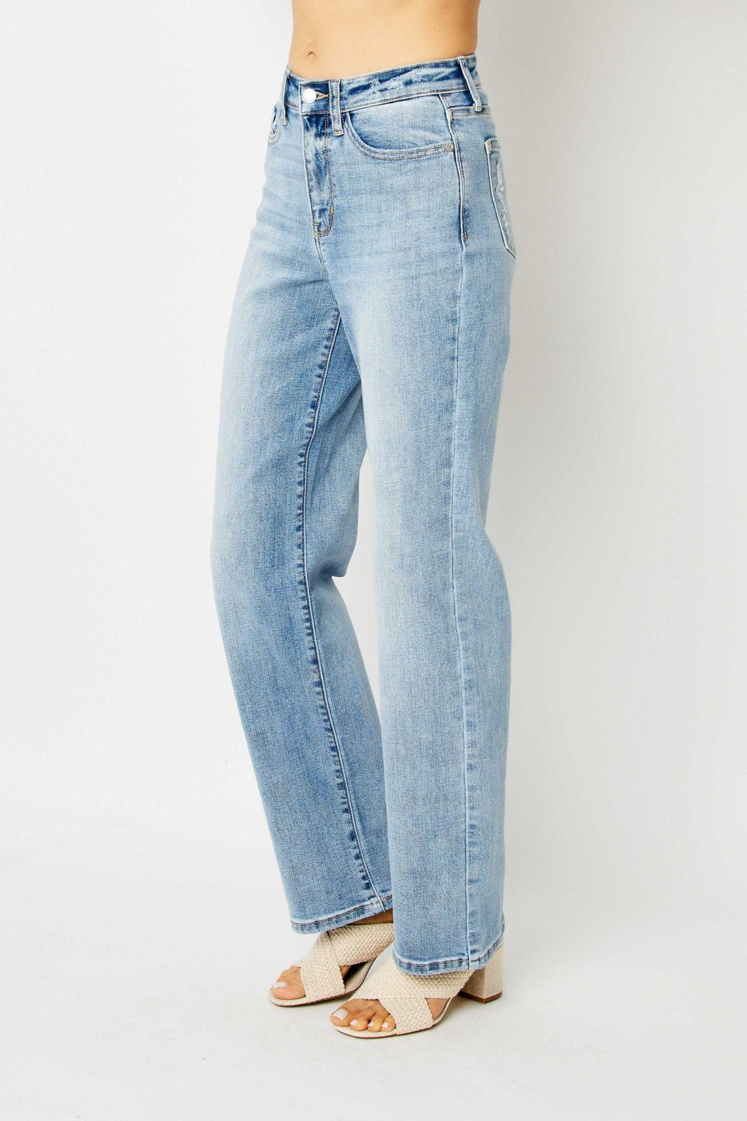 Judy Blue High Waist Light Wash Straight Leg Jeans - Best Seller - Plus Sizes