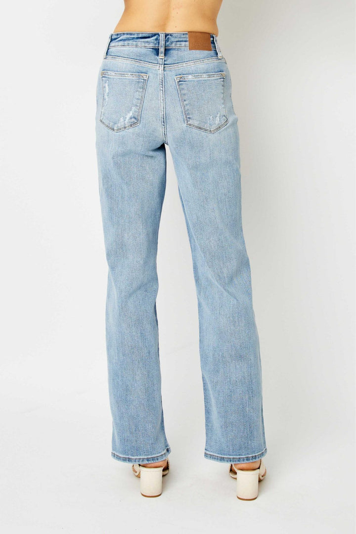 Judy Blue High Waist Light Wash Straight Leg Jeans - Best Seller - Plus Sizes