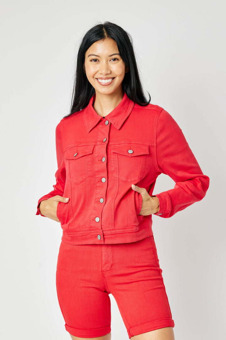 Judy Blue Garment Dyed Jacket - Red