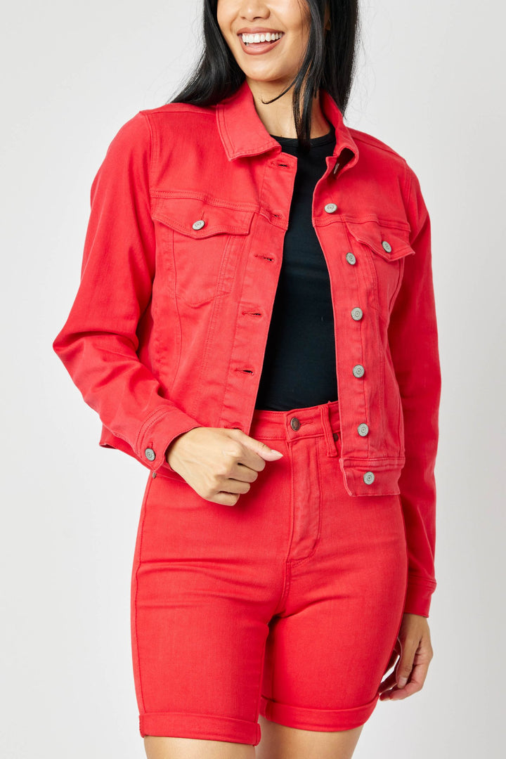 Judy Blue Garment Dyed Jacket - Red